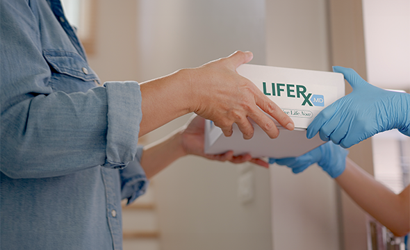 Package from Vantara Health being handed to a member