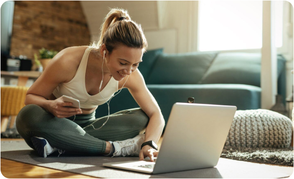 Member completing telehealth intake from their living room
